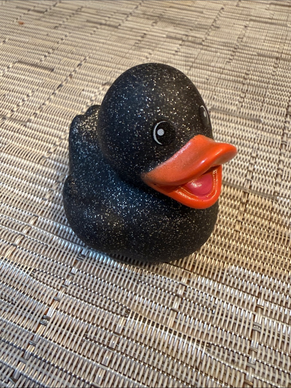 Glitter Black Rubber Duck with Orange Beak NEW